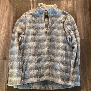 True Grit Medium Blue & White Half Zip Pullover